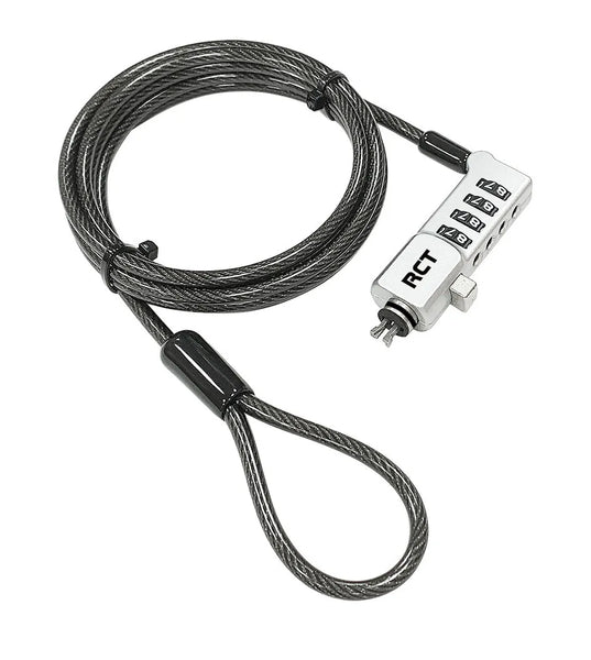 RCT 4 digit 3 in 1 notebook security lock; T-Bar; T-Bar Nano and Wedge Lock Slot Compatible;1.8m