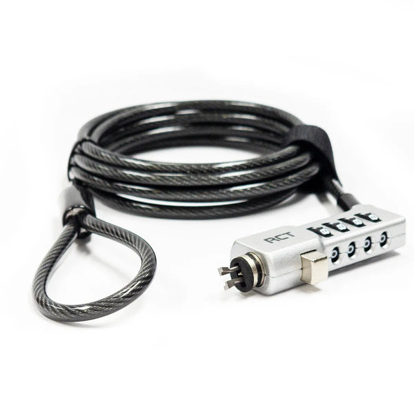 RCT 4 digit 3 in 1 notebook security lock; T-Bar; T-Bar Nano and Wedge Lock Slot Compatible;1.8m