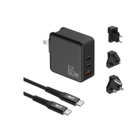 RCT 65W GaN fast charging travel kit - Travel adapter + (EU+UK+SA) Plug and cable RCT Peripherals