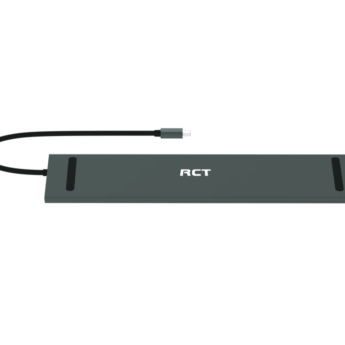 RCT 13-in-1 USB type C dock with MST function;1 HDMI; 1 DP; 1 VGA; 3 USB 3.0; 1 RJ45; PD; 3.5mm audio & mic; SD/TF3.0 reader RCT Peripherals