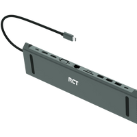 RCT 13-in-1 USB type C dock with MST function;1 HDMI; 1 DP; 1 VGA; 3 USB 3.0; 1 RJ45; PD; 3.5mm audio & mic; SD/TF3.0 reader RCT Peripherals