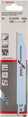 Bosch: saw blades  - BIM S 123 XF Progressor for Metal, 2 pc -  SKU: 2608654401