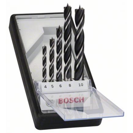 Bosch Brad Point Wood Drill Bit Set - 4mm, 5mm, 6mm, 8mm, 10mm Sizes. Precise Wood Drilling.