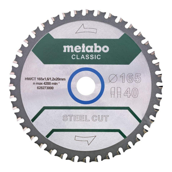 Metabo Saw Blade "Steel Cut Classic", 165X20 Z40 FZFA/FZFA 4° /B - 628651000