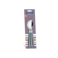 Tramontina Plenus Spoon Set - 3 Piece Stainless Steel Spoons with Gray Polypropylene Handles