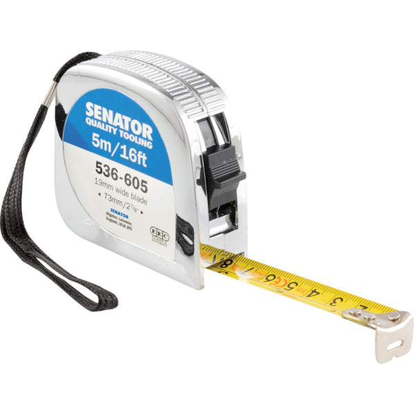 Senator 5M/16' LOCKING TAPE RULE- CHROMEDCASE