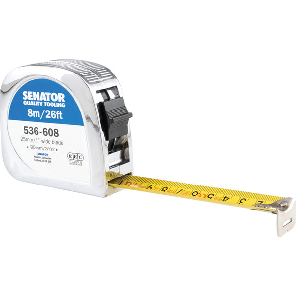 Senator 8M/26' LOCKING TAPE RULE- CHROMEDCASE