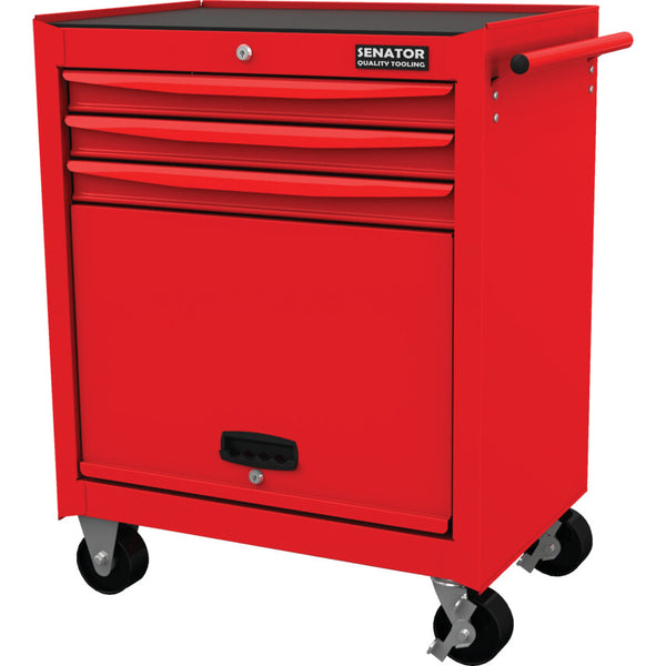 Senator RED-27" 3 DRAWER ROLLER CABINET