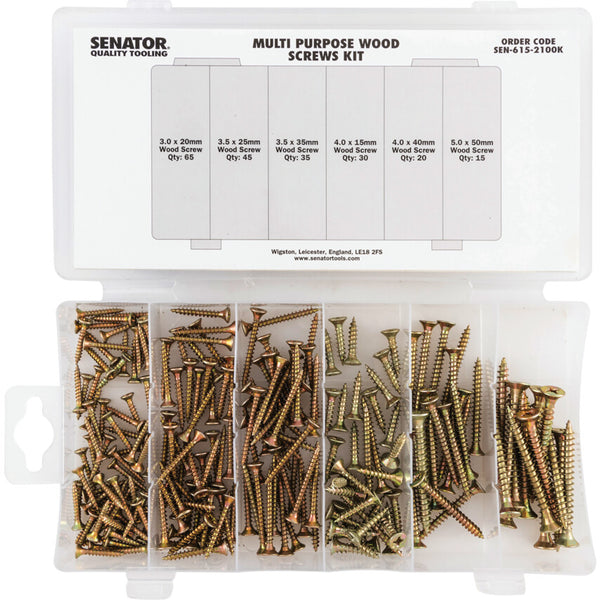 Senator 210 PCE MULTI PURPOSE WOOD SCREWS KIT