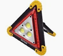 LED Worklight with Red Warning Triangular Lights 10.8W, 800 Lm, Rechargeable, USB Mains adaptor incl, Rubberised, Magnetic, 2 x 18650 Li-ion batteries incl