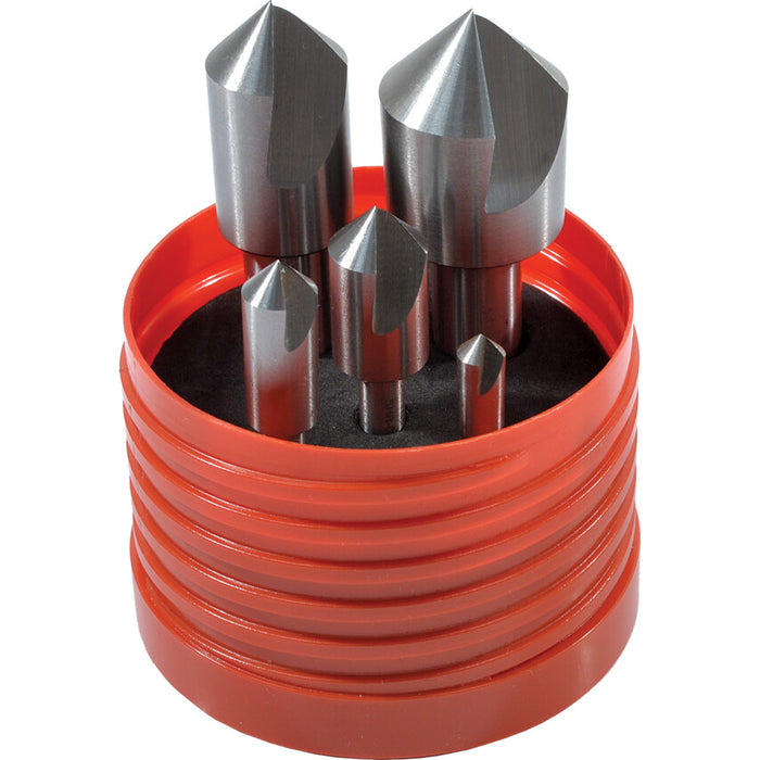 SHERWOOD 5-Pce 90-Degree HSS Single Flute Countersink Set | Metalworking Tool | Countersinking |chamfering