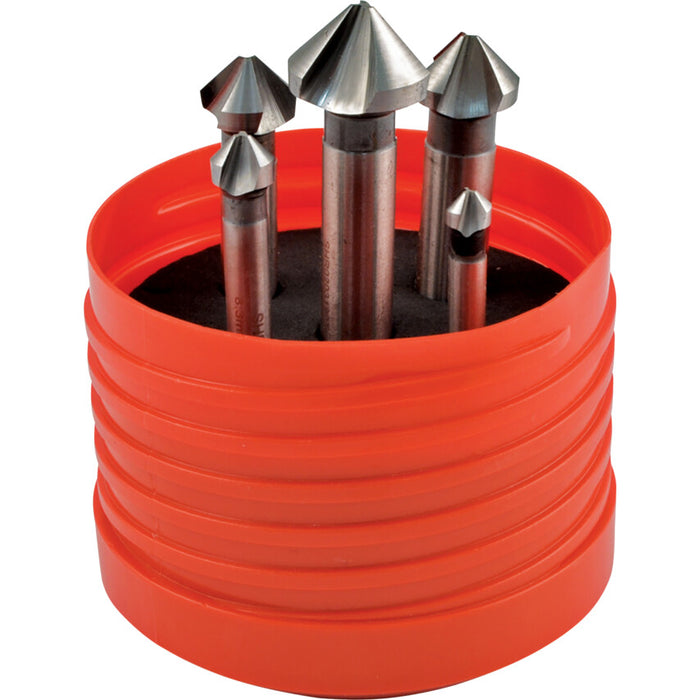 Sherwood 5-Pce 90Deg HSS-Cobalt Countersink Set in Orange Case