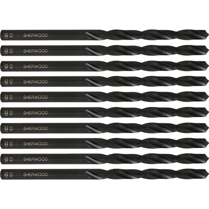 Sherwood 4.0mm HSS Jobber Drill Bits Set - High-Speed Steel Twist Drills for Metalworking & Woodworking
