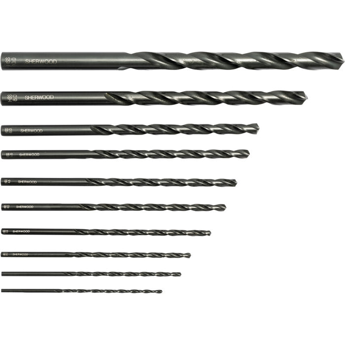 Sherwood SET OF 10 HSS LONG SERIESDRILLS 2-10.00mm