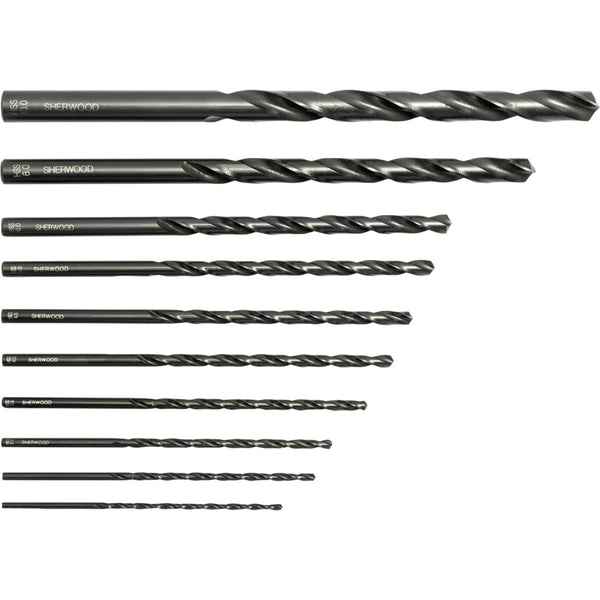 Sherwood SET OF 10 HSS LONG SERIESDRILLS 2-10.00mm