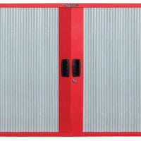 AMPRO Shutter Storage Tool Cabinet 150x20x75 cm | Red Metal Wall Mounted Garage Organizer | chavda.com