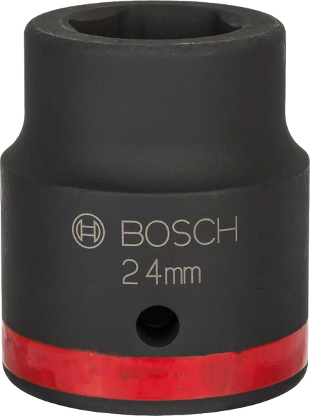 Bosch 24mm Impact Socket, 1/2" Drive, Metric, Durable Power Tool Socket, Red Protective Band