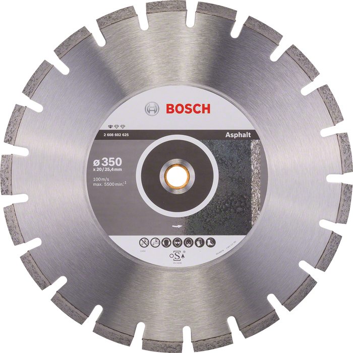 Bosch Asphalt Diamond Disc 350mm: Cutting Blade, Segmented. For Asphalt Cutting.