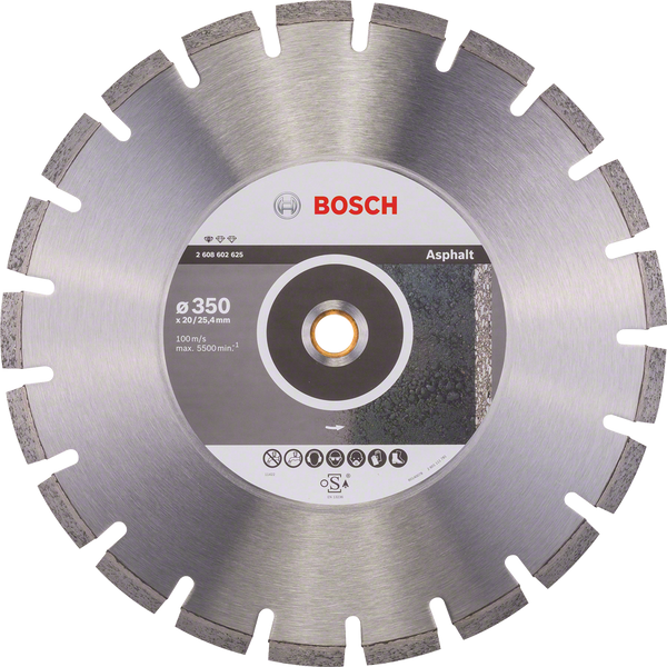 Bosch: Diamond discs  - Standard for Asphalt 350 x 20,00+25,40 x 3,2 segmented -  SKU: 2608602625