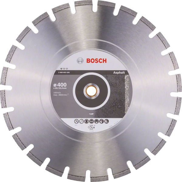 Bosch: Diamond discs  - Standard for Asphalt 400 x 20/25,40 x 3,6 x 10 segmented -  SKU: 2608602626