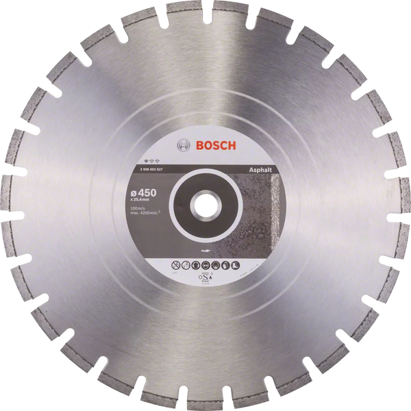 Bosch: Diamond discs  -  Standard for Asphalt 450 x 25,40 x 3,2 x 10 segmented -  SKU: 2608602627