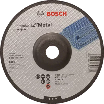 Bosch 180mm Grinding Disc A24P BF - Standard Metal Cutting Wheel | Bosch Abrasives