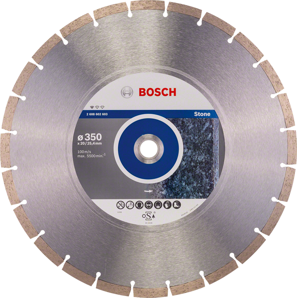Bosch 350mm Diamond Blade: Stone Cutting - Segmented Disc for Concrete, Brick & Masonry