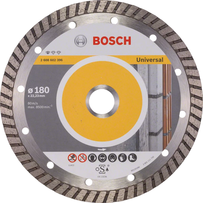 BOSCH 180mm Diamond Blade - Universal Concrete & Stone Cutting Disc - Turbo Segmented Wheel