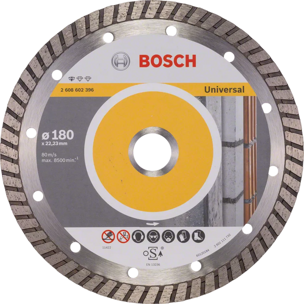 BOSCH 180mm Diamond Blade - Universal Concrete & Stone Cutting Disc - Turbo Segmented Wheel