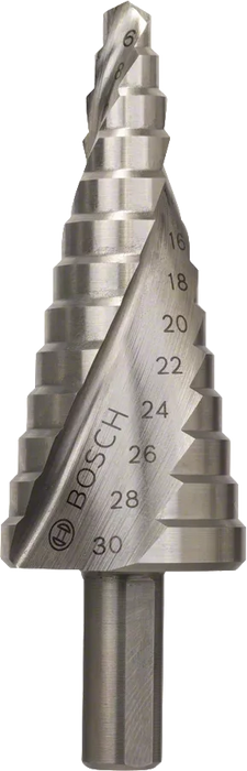 Bosch Step Drill Bit HSS 6-30mm: Metal Hole Cutter - Multi-Size, HSS Steel, Metal Drilling