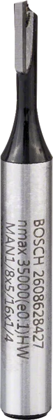 Bosch: Router bits  - Straight bits 1/4", D1 3,2 mm, L 7,7 mm, G 51 mm -  SKU: 2608628427