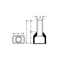 HELLERMANNTYTON Terminal Cord End Grey 4.0mm Technical Drawing - Wire Terminal Dimension Diagram