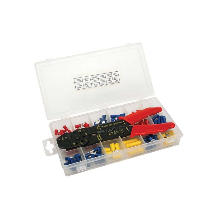 HELLERMANNTYTON Terminal Kit with Crimper - 105 Piece Wire Terminals and Connectors