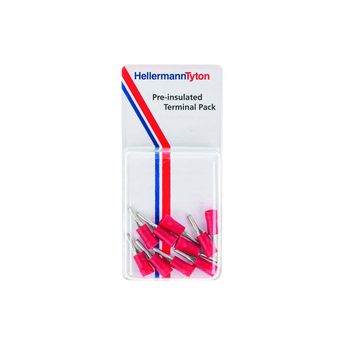 HellermannTyton Pre-Insulated Terminal Pack: 1P10-10, Red Terminals, Crimp Connectors