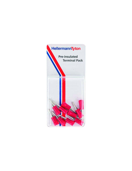 HellermannTyton Pre-Insulated Terminal Pack: 1P10-10, Red Terminals, Crimp Connectors
