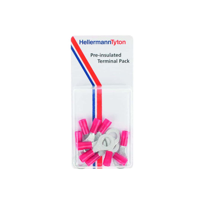 HellermannTyton Pre-Insulated Terminal Connectors PRPK1 Pack - Electrical Wire Terminals, Ring Terminals
