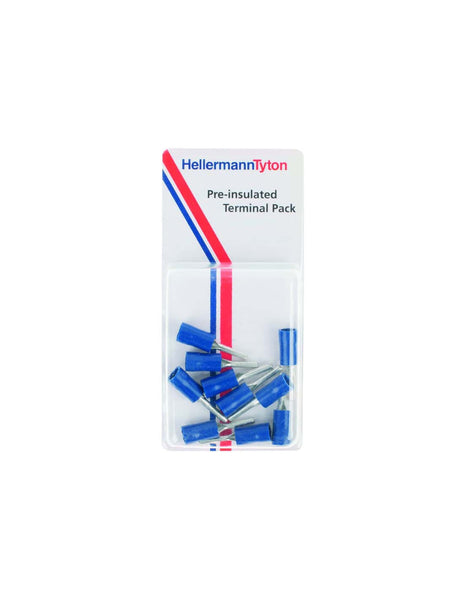 HellermannTyton Pre-Insulated Terminal Pack, Blue Electrical Wire Ferrules, Crimp Connectors