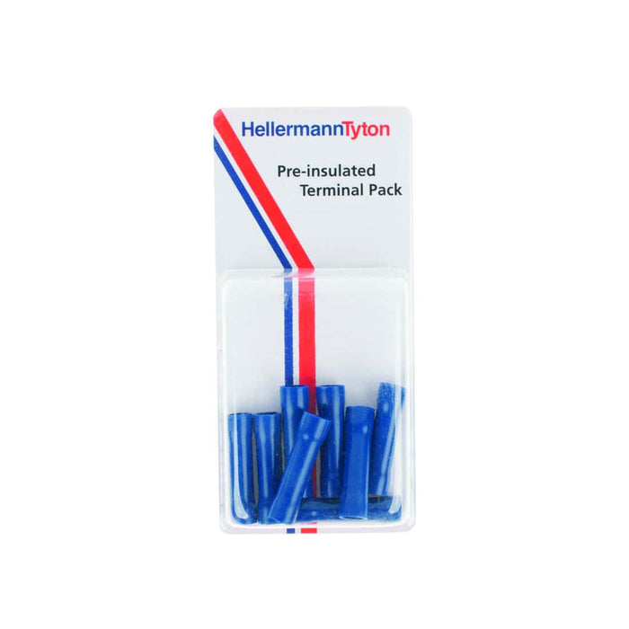 HellermannTyton Blue Pre-Insulated Butt Connectors 2.63mm - Terminal Pack, Wire Connector