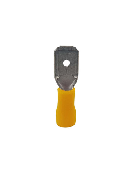 HellermannTyton Yellow Pre-Insulated Male Disconnect Terminal, 6.35mm Blade - Electrical Connector