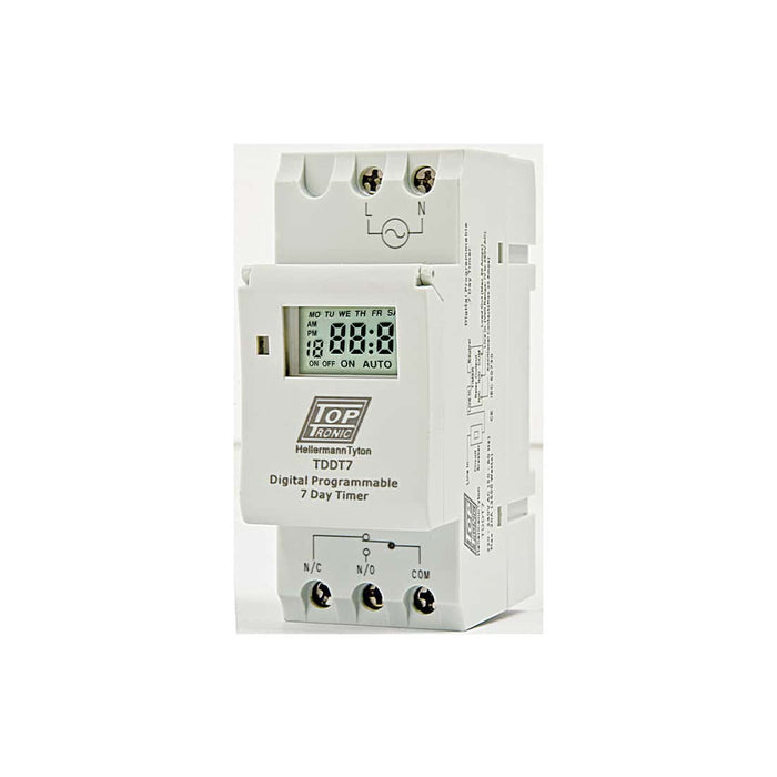 HellermannTyton : Timer Digital 7 Day 20A Din Rail Mounted - TDDT7