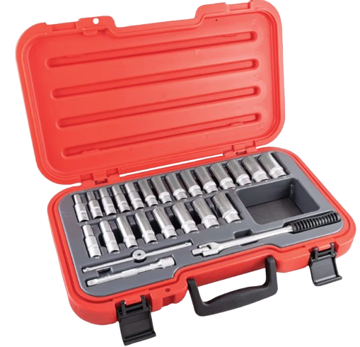 KENNEDY 25-Piece Socket Set: 3/8" Drive Metric & Imperial Sockets in Case - High Quality Hand Tools