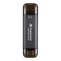 TRANSCEND 128 GB ESD310C USB3.2 TYPE A & C (USB 10Gbps) OTG COMPACT PORTABLE SSD  - Read 1050MB/s Write 950 MB/s - Black