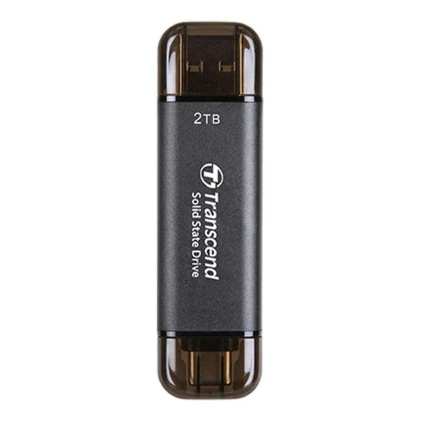 TRANSCEND 128 GB ESD310C USB3.2 TYPE A & C (USB 10Gbps) OTG COMPACT PORTABLE SSD  - Read 1050MB/s Write 950 MB/s - Black - 45