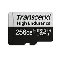 TRANSCEND 350V 256GB HIGH ENDURANCE MICRO SD UHS-I  U3 C10 SDXC - READ 100 MB/S - WRITE 45MB/S - WITH SD ADPTOR Transcend