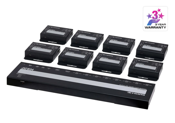 4-Port 4K HDMI Cat 6 Splitter with Receivers - 1 splitter and 8 receivers-VS1828KIT