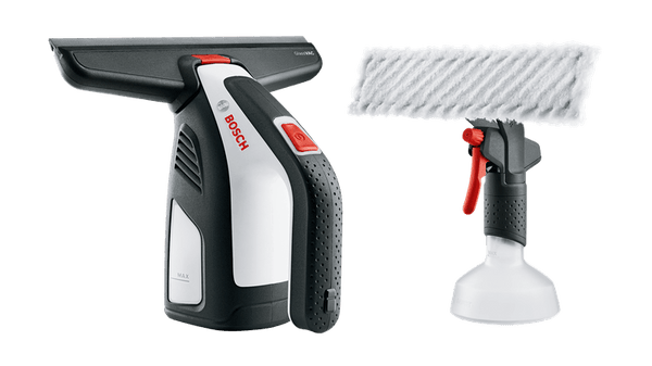 Bosch GlassVac Window Cleaner Set: Cordless Window Vacuum Cleaner with Spray Bottle for Streak-Free Cleaning