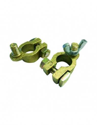 HellermannTyton : Barrel Battery Clamps 6mm Brass Pos-Neg Set - (HTBSC6)