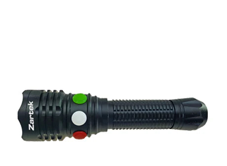 Zartek 4 LED Colour Signal BRIGHT Torch 
White, Red, Yellow, Green, Durable Aluminium IP65
Recharge Type C USB  Li-ion Battery and Charger Included