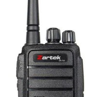 Zartek  ZA-721 two-way radio, UHF handheld transceiver,  2 pin side jack (incl radio, detachable antenna, USB desktop charging cradle, mains adaptor, battery, belt clip) Box