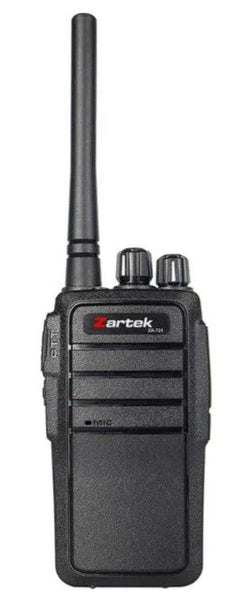 Zartek  ZA-721 two-way radio, UHF handheld transceiver,  2 pin side jack (incl radio, detachable antenna, USB desktop charging cradle, mains adaptor, battery, belt clip) Box